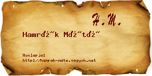 Hamrák Máté névjegykártya